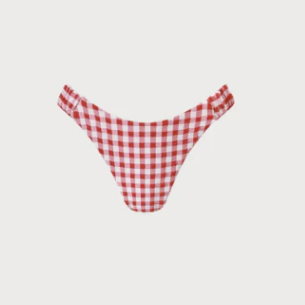 Red Gingham High-Leg Bikini Bottom - Women Swim Bikinis